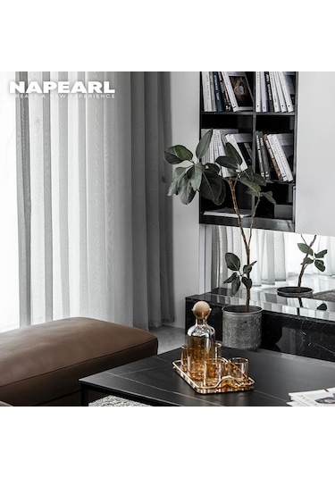 Siyah 1 Pc Napearl Tül Perde Düz Renk Sırf Perde Oturma Odası Tül Pencere W100cm X L260cm Siyah