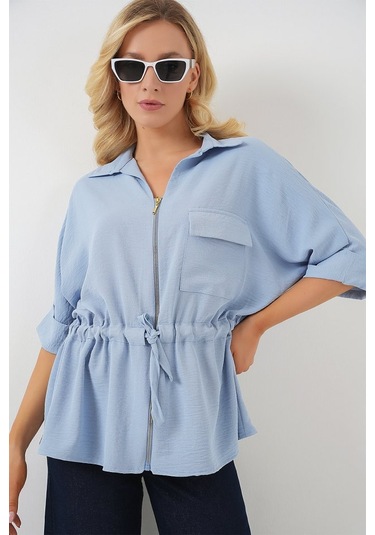Gülsüm Aydın Fermuarlı Gömlek 0721 - Mavi Mavi