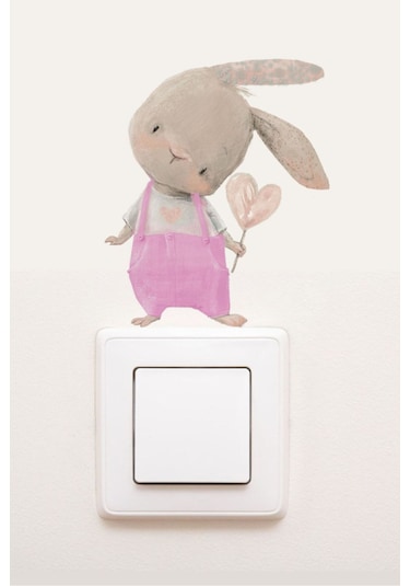 Tulumlu Tavşan Dekoratif Priz Sticker 10x8 Cm