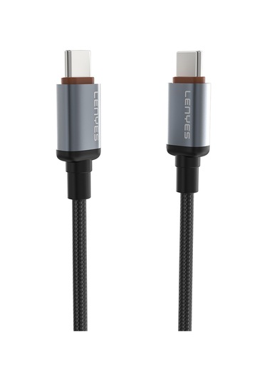 Lenyes LC528 Type-C To Type-C 60W Hızlı Şarj Özellikli Örgülü Data Ve Şarj Kablosu 1 M Siyah