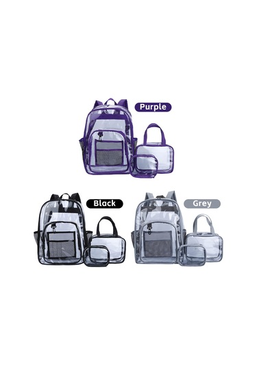 Yifomall Outdoor Kamp İçin 3'lü Set: Şeffaf Pvc Sırt Çantası, Tote Ve Clutch - Su Geçirmez, Geniş Hacimli Gri Çok Renkli