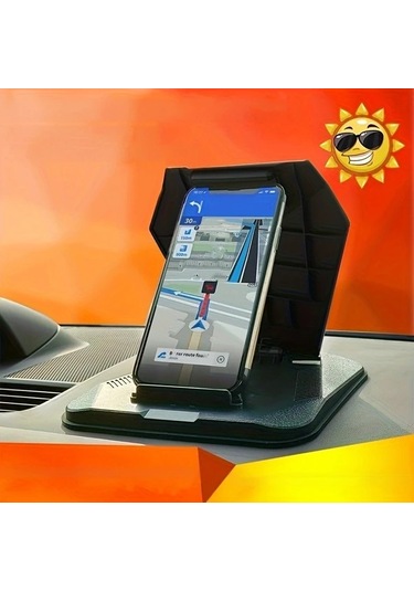 Dashanshop Black- Araç Telefon Tablet Navigasyon Braketi Merkez Konsol Yatay Dikey Ekran Universal Taban Çok Fonksiyonlu Destek Klips