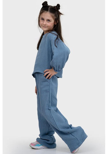 3232 Kız Çocuk Takım Alt Üst Takım Mavi