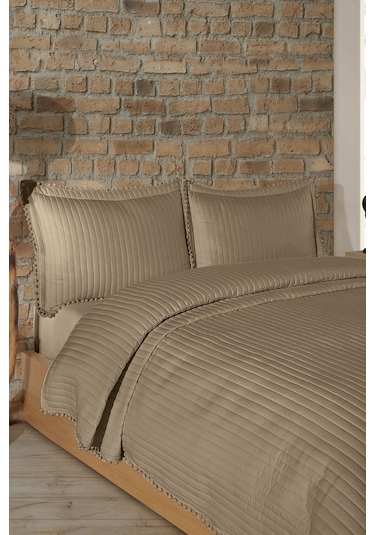 Elart Florita Yatak Örtüsü Seti Çift Kişilik 240x260 Cm Bej Bej