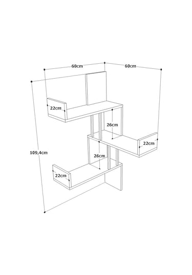 Robinhome Robin Home Atlantis Köşe Duvar Rafı Kitaplık As17-A