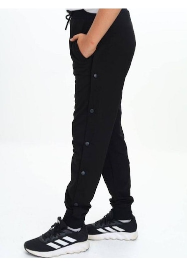 Çocuk Yanları Çıtçıtlı Paçaları Lastikli Eşofman Altı-14806 Siyah