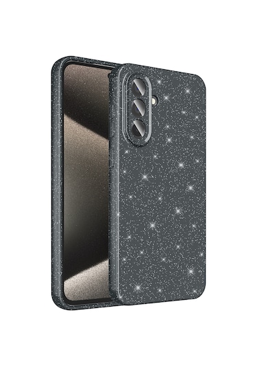 Galaxy A36 Uyumlu Kılıf Kamera Korumalı Simli Lüks Zyl Koton Kapak - Siyah Siyah