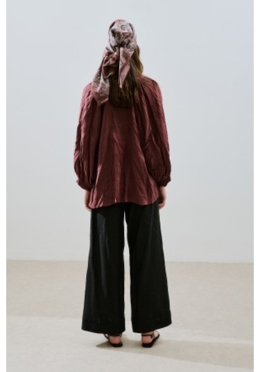 Keten Krushlı Düğmeli Bluz Erik Çürüğü Erik Çürüğü