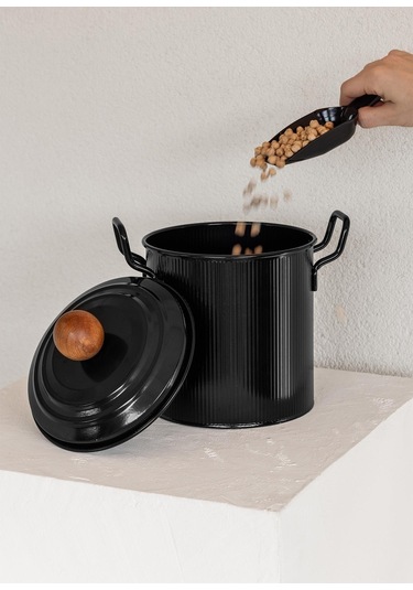 The Mia Stripe Bakliyat Ve Deterjan Saklama Kabı Siyah