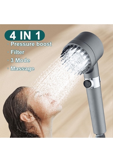 Qianfan Masajlı Filtreli 3 Fonksiyonlu Siyah El Duşu, Siyah
