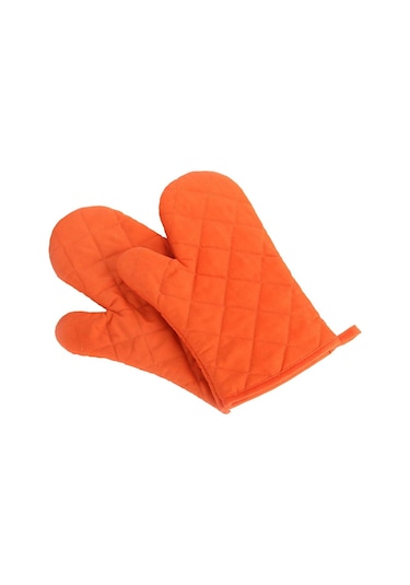 Mikrodalga Izgara İçin Polyester-pamuklu, Isıya Dayanıklı Fırın Eldiveni 2 Adet Mutfak Eldiveni - Turuncu Diğer