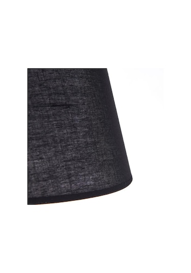 Safir Light Ahşap Detaylı Metal Abajur - Siyah - 43x25x25 Cm Siyah