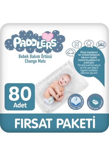 Paddlers 8x10 80 Adet Bebek Bakım Örtüsü (60X60 Boyutunda)