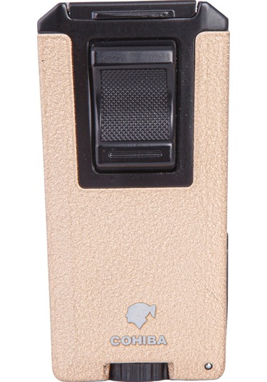 Çift Torch Pürmüz Krem-siyah Metal Puro Çakmağı - Tr7871