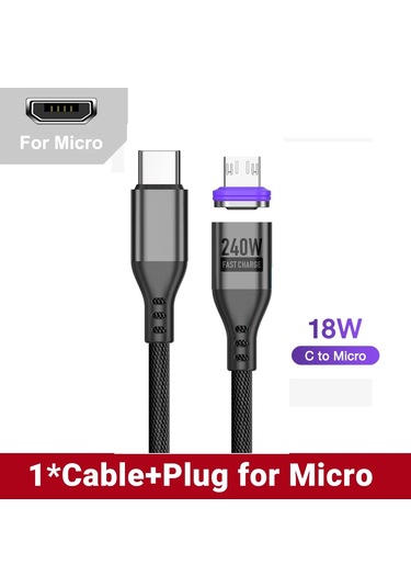 Aufu 5a Manyetik Usb-c Kablo 240w Hızlı Şarj Macbook Iphone Uyumlu Samsung Xiaomi Realmeblack2m