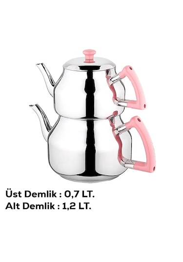 Özkent K-313 Marmaris Mini Boy Paslanmaz Çelik Çaydanlık Takımı P Pembe