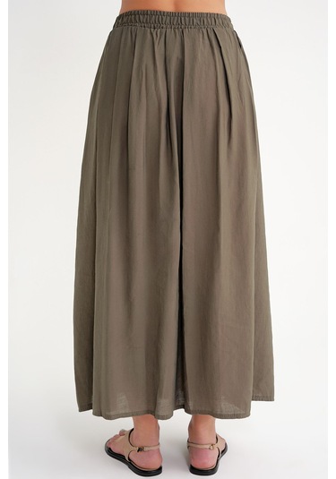 4612 Kadın Yandan Cepli Pileli Bol Etek Haki Haki 4612 Kadın Yandan Cepli Pileli Bol Etek Haki Haki