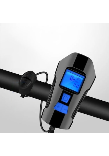 Techtic Lcd Hız Göstergeli Su Geçirmez 1500mah Kornalı Bisiklet Mavi - Siyah