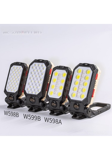 Xiyyadms Usb Şarjlı Cob Led İş Lambası - Mıknatıs Kanca, Pil Göstergesi, 28 Led'li, 2200mah, Elserbest Bakım Ve Acil Işık W599b Büyük Boy