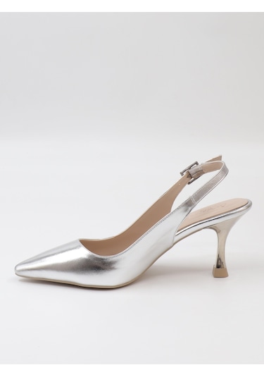 Nesilshoes Nesil Shoes Özma 202 Gümüş Topuklu Kadın Sandalet GÜMÜŞ