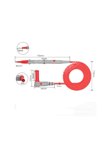 Koodmax - Mastech Unı-t Ut-l27 Multimetre Probu 1000v 10a Test Ölçüm Kablosu İğne Uç Prob