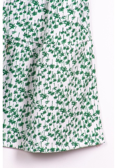 Palmiye Desenli Kız Çocuk Yazlık Elbise Yeşil