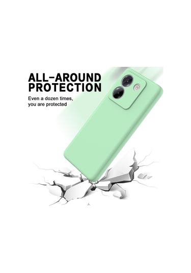 Xiaomi Poco M7 Pro 5g İçin Düz Renk Sıvı Silikon Damlamaz Tam Kapsama Telefon Kılıfı Yeşil