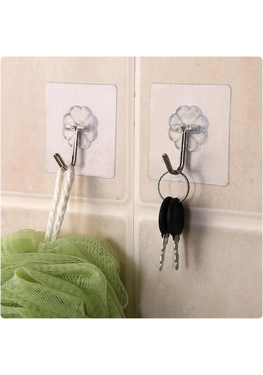 Güçlü Yapışkanlı Banyo Mutfak Eşya Ürün Askılığı 3 Adet-al4266 Şeffaf