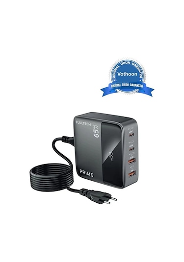 Fc-55 65w Masaüstü 4 Portlu Hızlı Şarj Cihazı İstasyonu 2xusb-a, 2xtype-c Giriş,1,5 Mt. Kablo 1,5 m