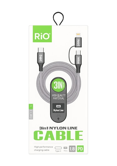 Riotech 3in1 Örgülü Kablo Type-c To Type-c&lightning