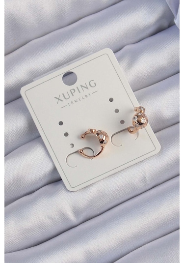 Xuping Rose Renk Zirkon Taşlı Bombeli Topçuk Earcuff Küpe - Ebj240913w28069 Diğer