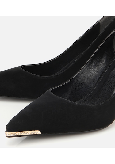 Hotiç Kadın Saten Siyah Gold Detaylı İnce Topuklu Stiletto 01ayh314820a100 01ayh314820a100 Siyah