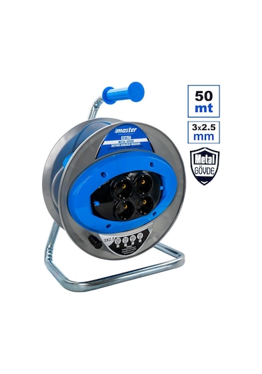 Master 505423 Extra Metal Gövde Makaralı Kablo 3x2.5mm 50 Metre