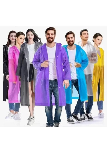 Kadın Erkek Yağmurluk Kapüşonlu Çıtçıtlı Eva Raincoat 4832 Çok Renkli