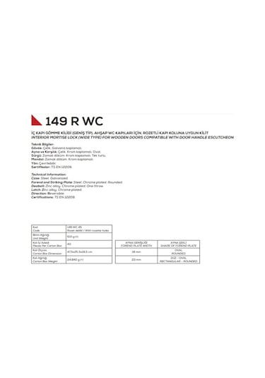 Kale 149 R Wc Kilidi 45mm Oval Krom