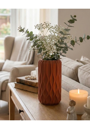 Elana Design Winy Vazo - Modern Tasarımlı Şık Çiçek Vazosu Kiremit