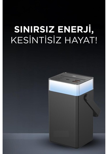 1061 60.000 Mah Type-c Lightning 22,5 W Hızlı Şarj Rgb Led Işıklı Powerbank Siyah Beyaz