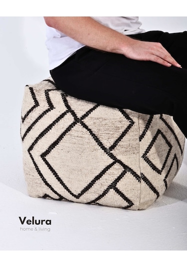 Waylon Ivory Black - Puf Ekru