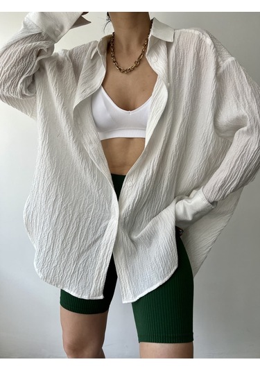 Mai Durres Oversize Kadın Gömlek - Beyaz