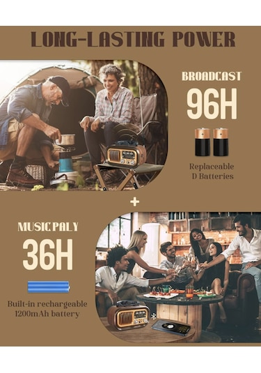 Ultratekno RX-BT628S BT/TF/USB/FM/AM/SW 3 Bandlı Güneş Panelli Nostaljik Radyo