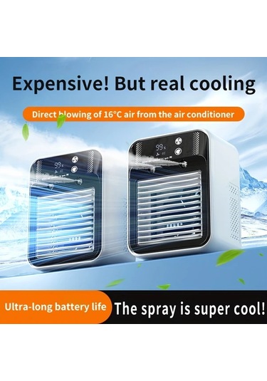 Motion003 Beyaz Taşınabilir Usb Mini Hava Soğutucu Fan Nemlendirici Kompakt Masaüstü Soğutma Cihazı Şarj Edilebilir 85db Altı Sessiz