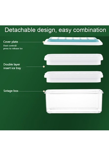 Çift Katmanlı Buz Küpü Makinesi Kalıp Kutusu Mutfak Pres Kapaklı Buz Tepsisi Bpa İçermez, Fda Sertifikası Yok - Pembe