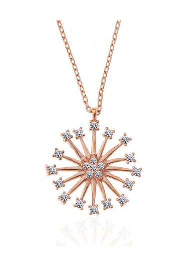 925 Ayar Gümüş Rose Çiçek Kadın Gümüş Kolye Gümüş