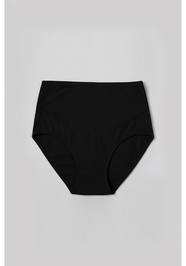 Kompedan Kadın Yüksek Bel Hamile Külot Seti Yumuşak Pamuklu Siyah - Ten Rengi