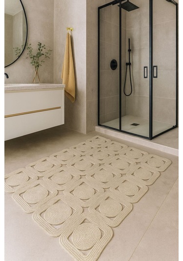 Solena Jüt Hasır Dikdörtgen Şık Kilim Halı Paspas Yolluk Evinizi Şımartın Tarzınızı Yansıtın Krem