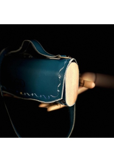 Hakiki Deri, El Yapımı Bayan Çanta, Bayan Cüzdan Larissa V35 Kahverengi - Turkuaz