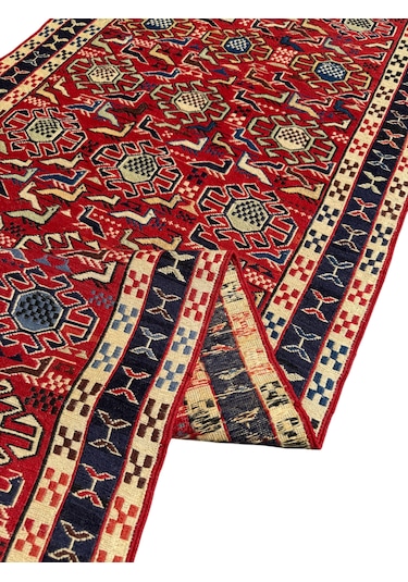 El Dokuma Sıfır İran Kilimi 77x190 Kırmızı Şahseven Yolluk
