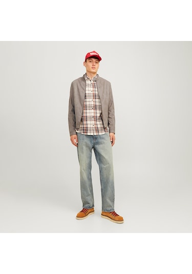 Jack&jones Dylan Clean Erkek Kahverengi Bisiklet Yaka Ceket Kahverengi