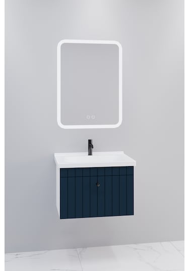 Alice 65 Cm Banyo Dolabı Cmr Led Aynalı Lacivert- Boy Dolap Hariç Lacivert