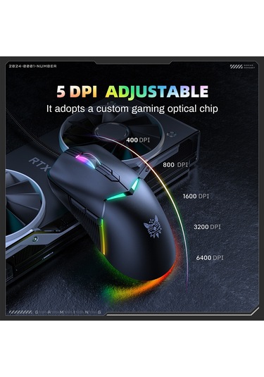 Onıkuma Cw929 Rgb 6400dpı Kablolu Fare Siyah Diğer
